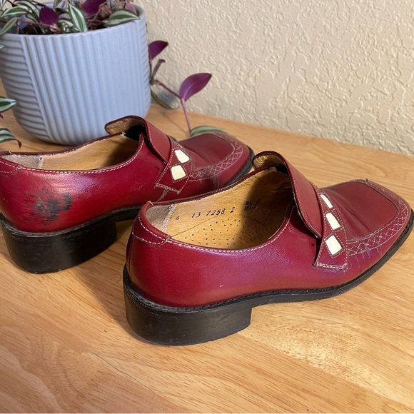 90s Vintage John Fluevog Buick Park Ave Diamond Loafers - Burgundy Women’s 6 - Picture 6 of 11